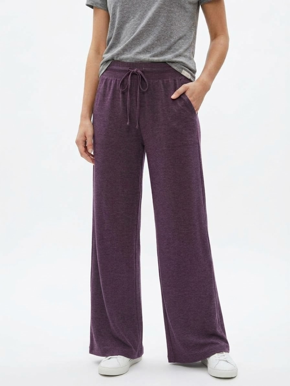 Lou & Grey Wide-Leg Drawstring Pants - Plum